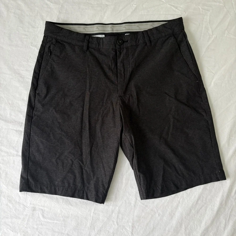 Tommy Bahama Mens Black Flat Front Relaxed Fit Comfort Chino‎ Shorts Size 33